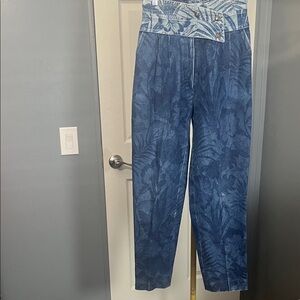 Elegant Blue Patterned Boot Cut Jeans